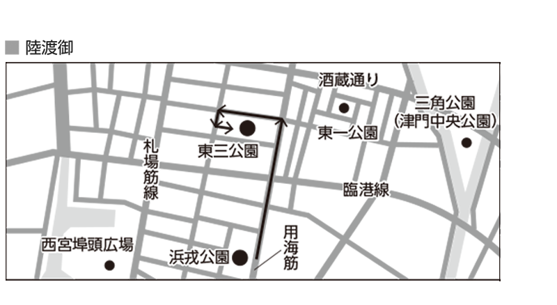 陸渡御ルート 浜戎公園〜東三公園
